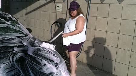 Bbw Car Wash - Watch me soap the car up really good in shorts and a tank top no bra!